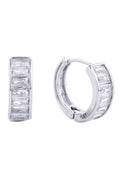 14K Huggie Hoop Cz Paved Earring
