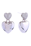 14K Double Heart Pave Post Earring