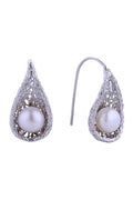 14K Gold/White Dipped Gourd Pearl Post Earrings