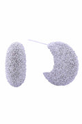 14K Grain Texture Moon Post Earrings