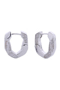 14K Heptagon Pave CZ Huggie Earrings