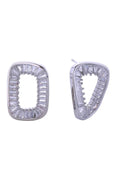 14K Hollow Oval Pave CZ Post Earring