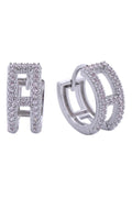 14K Initial H Pave CZ Huggie Earrings