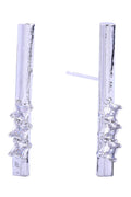 14K Long Bar Pave CZ Post Earring