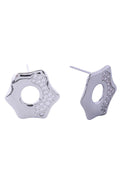 14K Octagon Pave CZ Post Earring