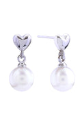 14K Pearly Heart Post Earring