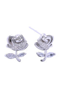 14K Rose Romance Pave CZ Post Earring