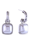 14K Square Pearl Drop Post Earrings