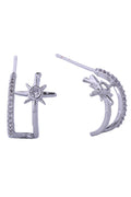 14K Starburst Pave CZ Post Earrings