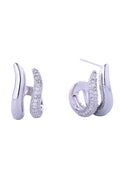 14K Twin Hoop Pave CZ Post Earring