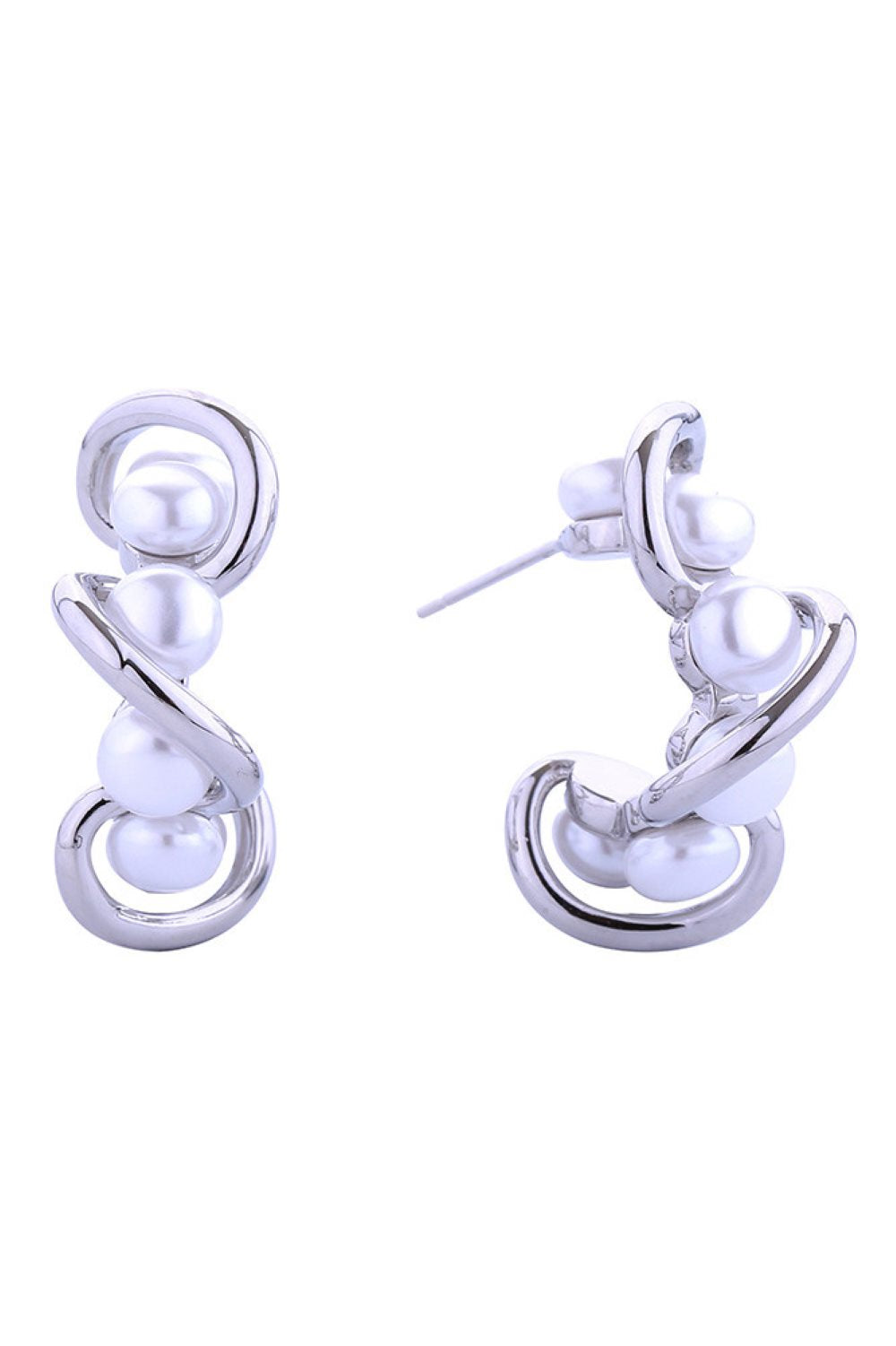 14K Wavy Cluster Pearl Post Earrings