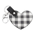 Buffalo Check Patterned Faux Leather Heart Bag Charm