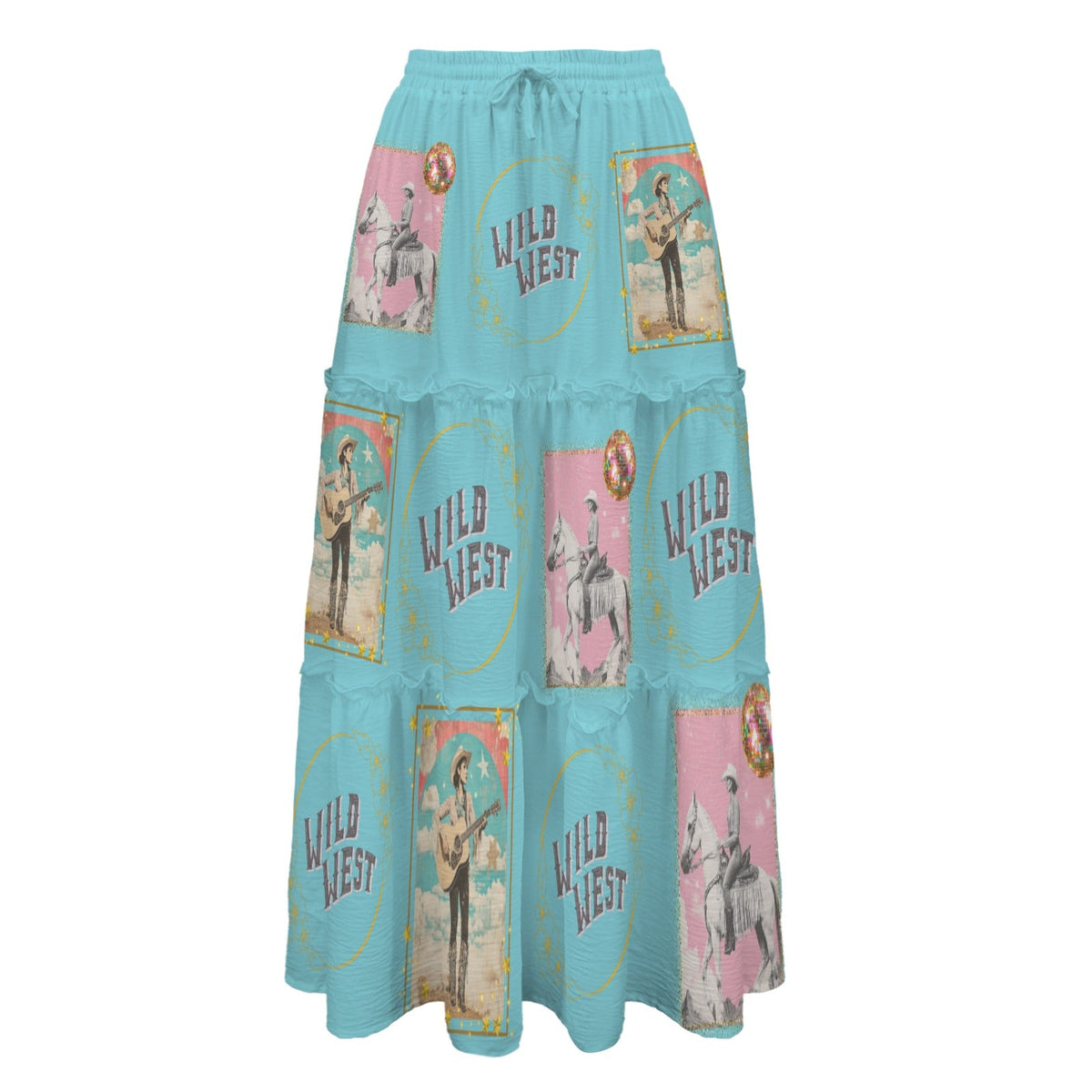 Baha Ranch Retro Pop Western Prairie Maxi Skirt