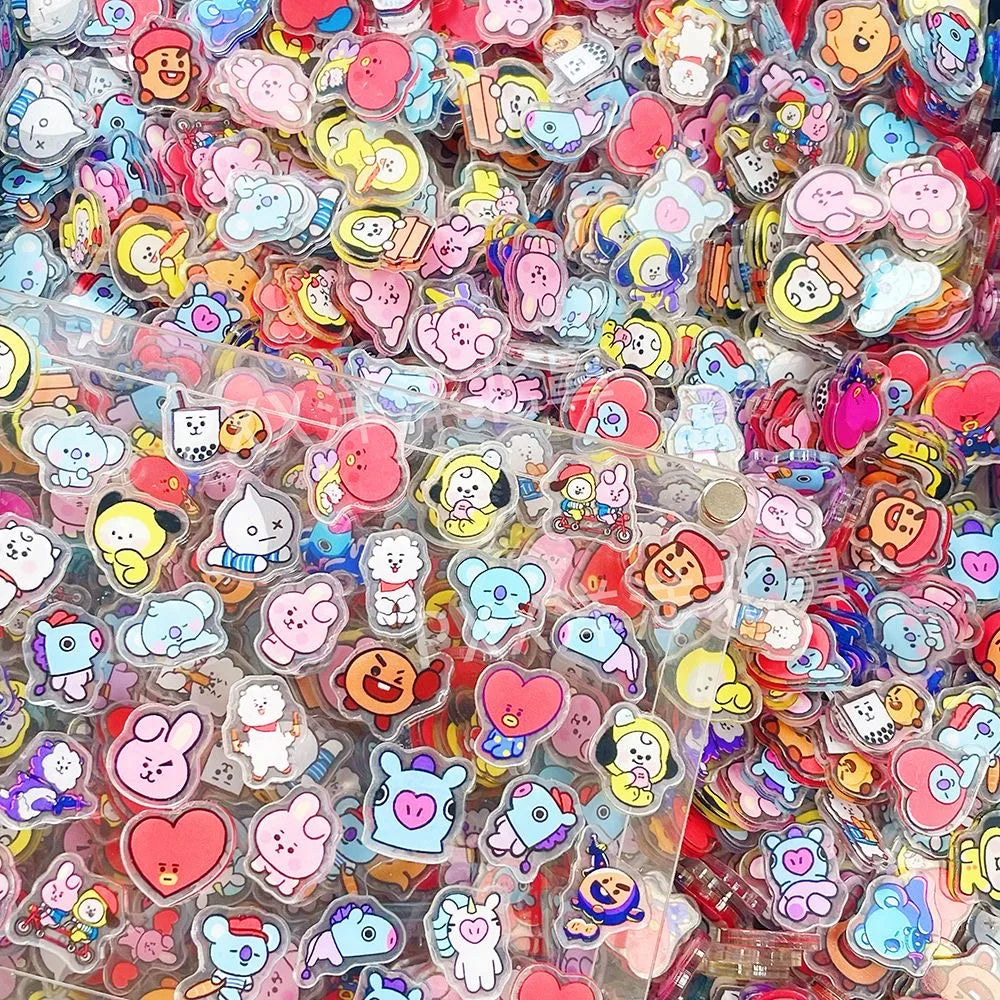 100 Pieces of 1/2cm Mini BT21 Acrylic Board DIY Decorations for Fridge Magnets Phone Case Materials Anime Cartoon Gifts and Toys