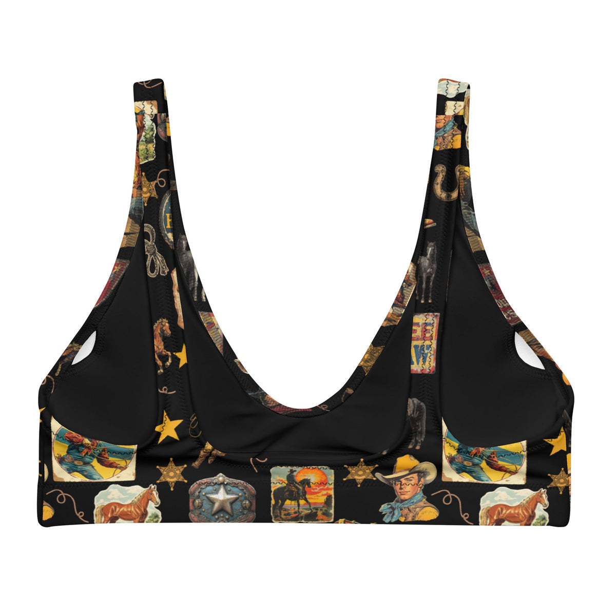 Baha Ranch Yeehaw Vintage Cowboy Collage Bikini Top