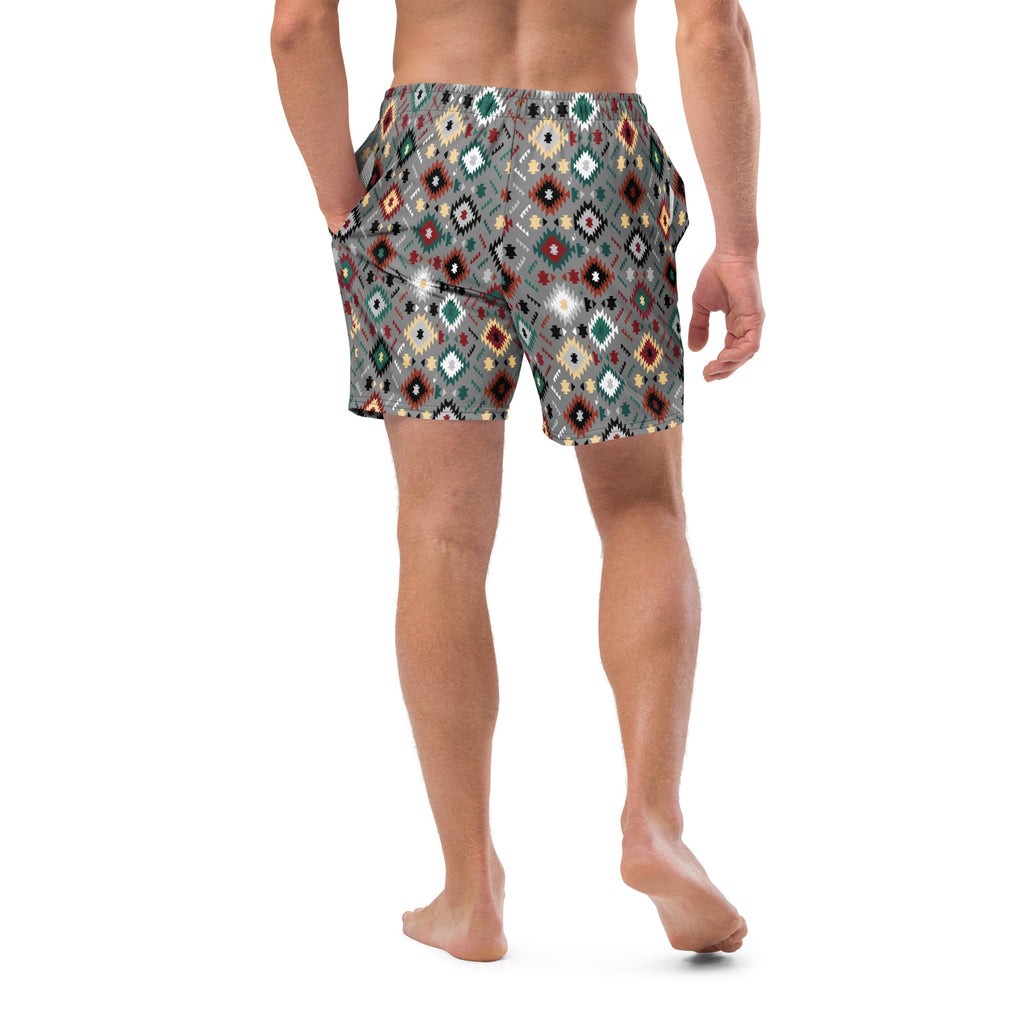 Baha Ranch Yeehaw Gray Aztec Men's Swim Trunks