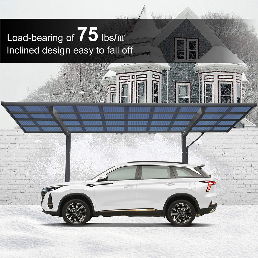 [10X17FT] Extra-Large Heavy-Duty Outdoor Aluminum Single Side Carport With Galvanized Metal Roof (SAK31279)