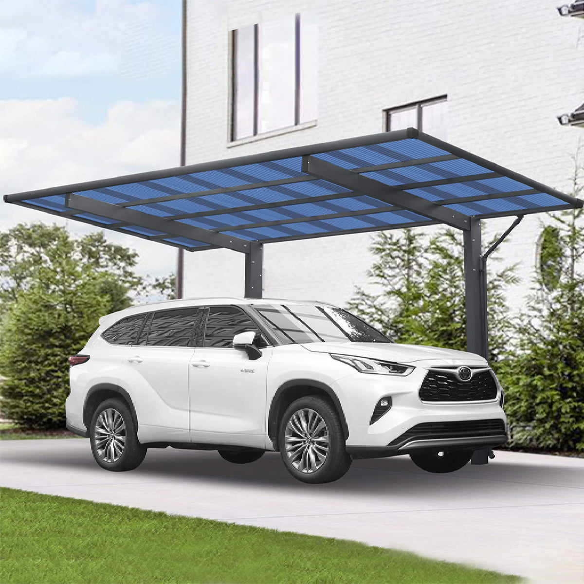 [10X17FT] Extra-Large Heavy-Duty Outdoor Aluminum Single Side Carport With Galvanized Metal Roof (SAK31279)