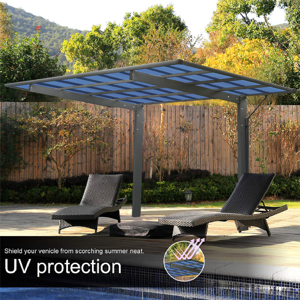 [10X17FT] Extra-Large Heavy-Duty Outdoor Aluminum Single Side Carport With Galvanized Metal Roof (SAK31279)
