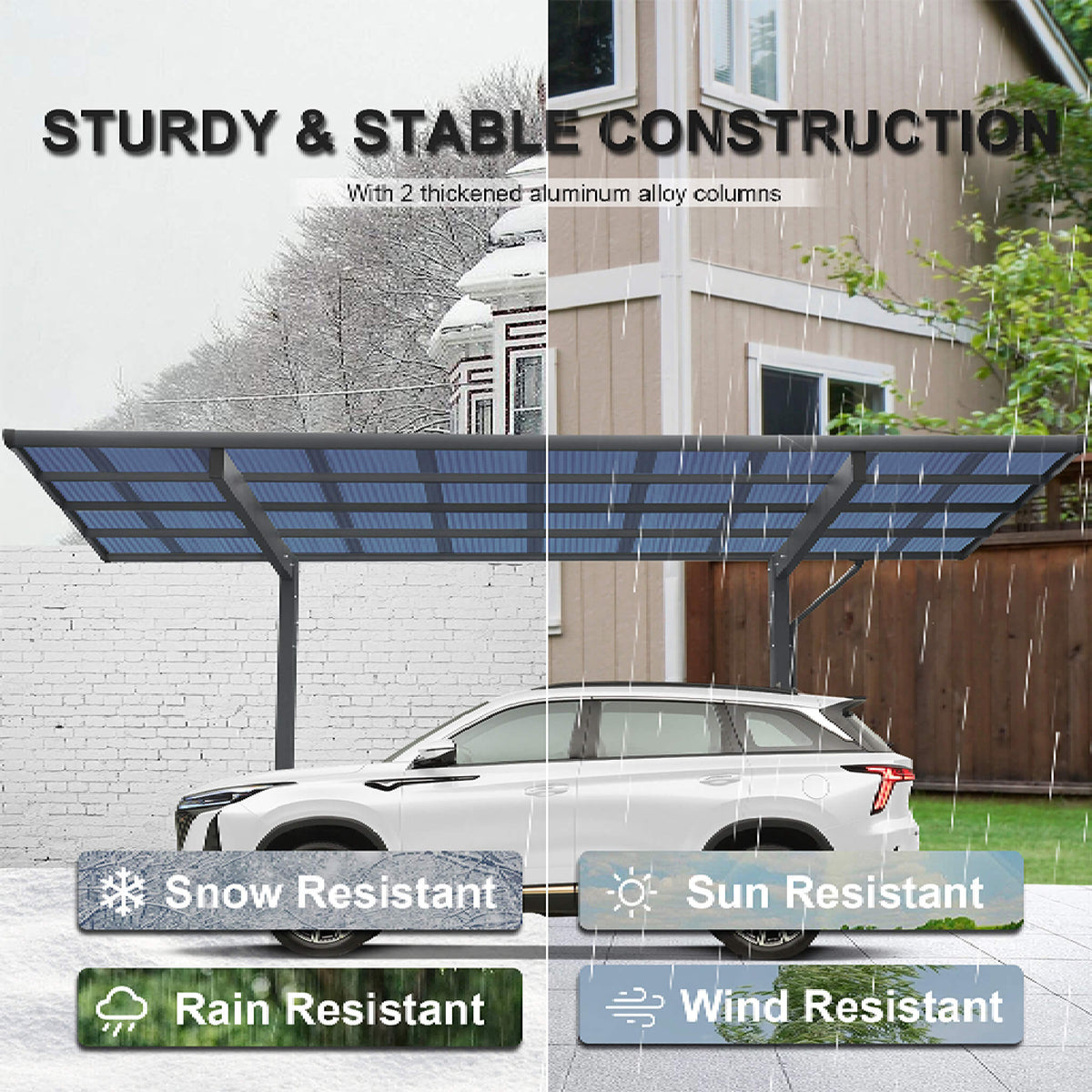 [10X17FT] Extra-Large Heavy-Duty Outdoor Aluminum Single Side Carport With Galvanized Metal Roof (SAK31279)