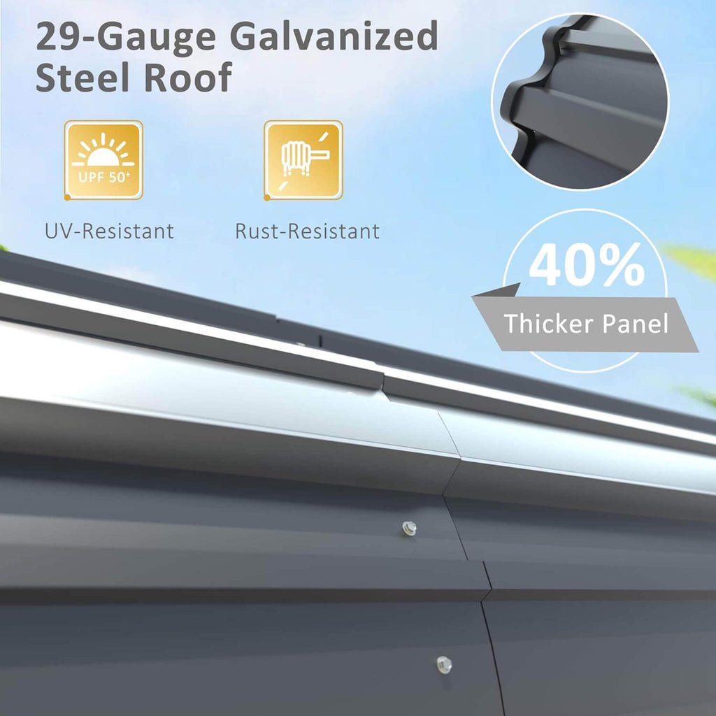 [20X20FT] Heavy-Duty Extra-Large 2 Car Metal Carport Kit For Cars, Boats, And Trucks (SAK46135)
