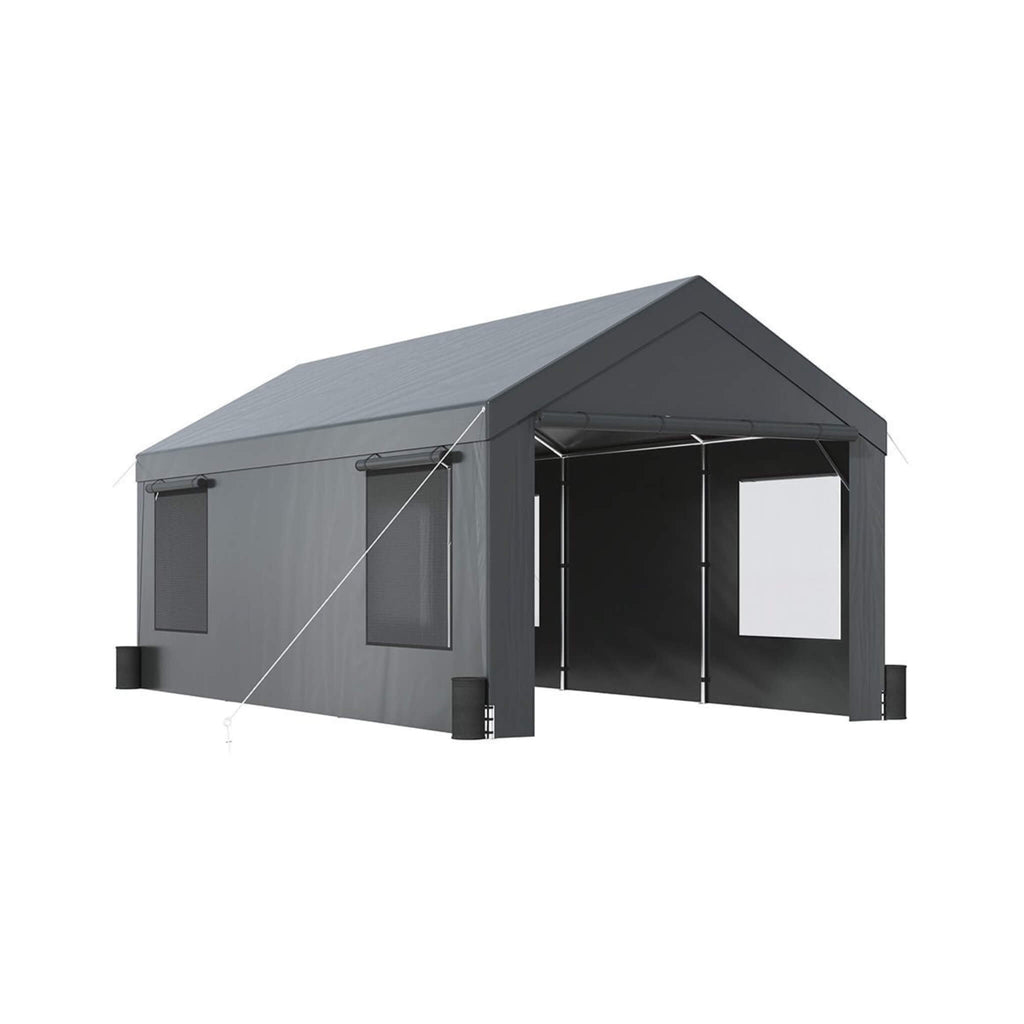 [12X20FT] Heavy-Duty Outdoor Premium Garage Tarp Canopy Shelter W/ Removable Sidewalls (SAK94615)