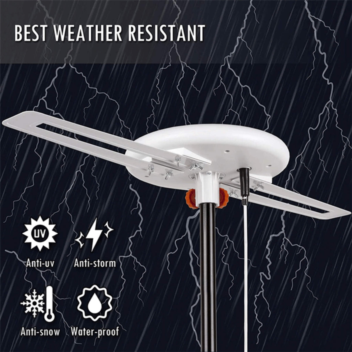 Amplified Outdoor Long Range Omni Directional Digital HDTV Antenna, 150 Miles (SAK91588)