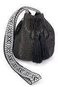 Aztec Pattern Strap Solid Bucket Bag