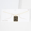 -B- Gold Dipped Enamel Rectangle Initial Monogram Pendant Necklace