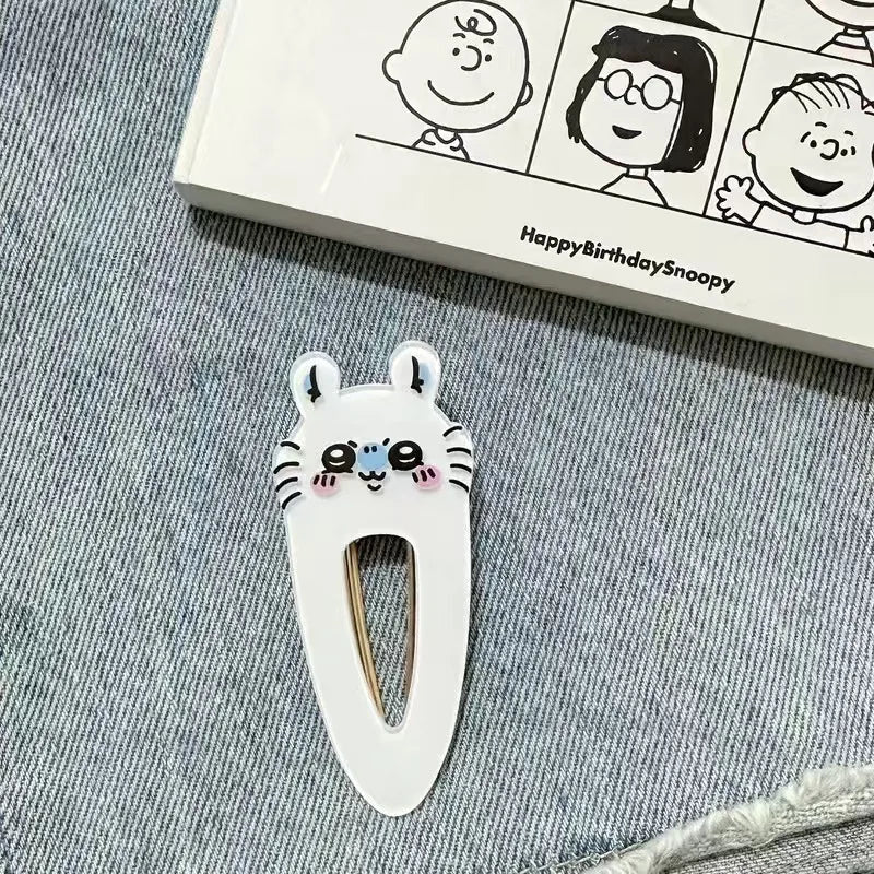 Kawaii Chiikawas Character Hair Clips Cute Cartoon Acrylic Duckbill Clips Funny Anime Hair Accessories for Daily Use