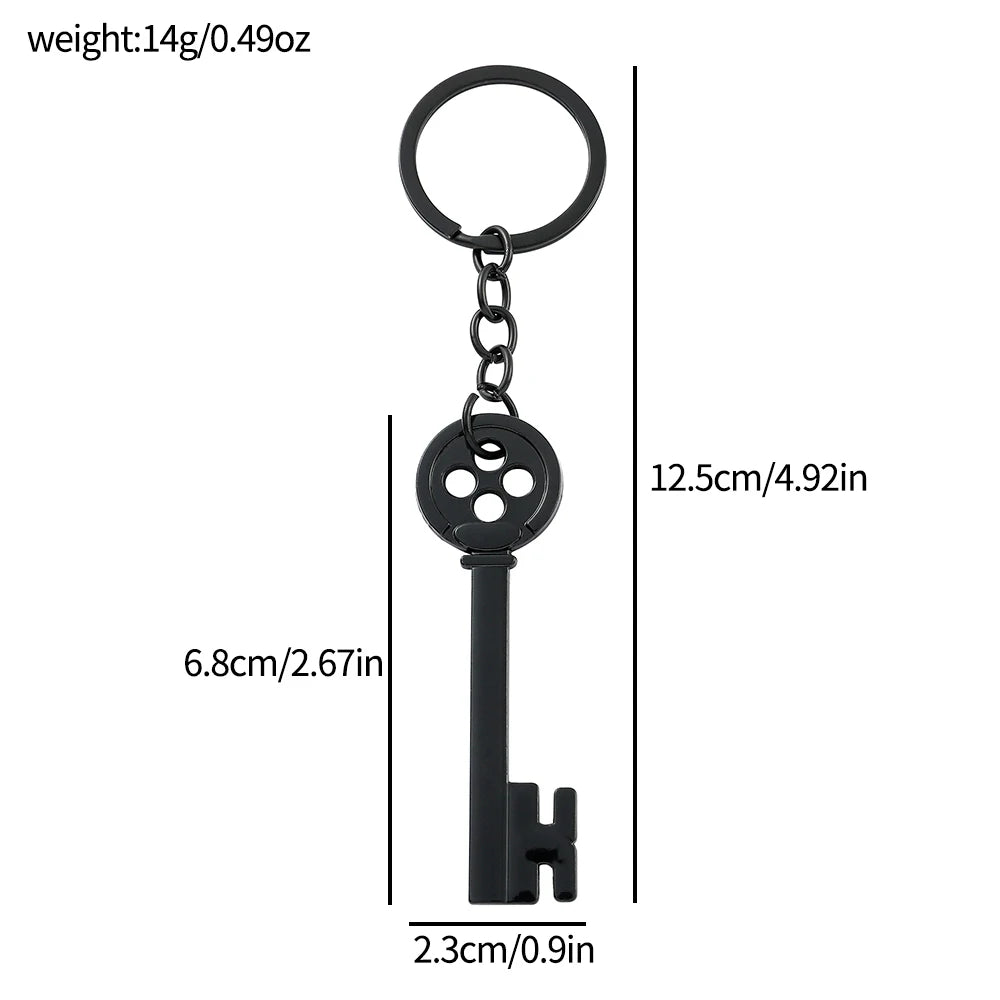 Movie Keychain Black Button Key Of The Secret Door Pendant Keyrings Cosplay Accessories