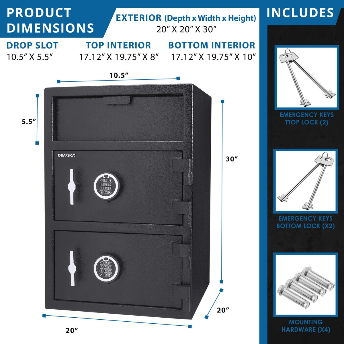 Barska 1.60 CF Digital Depository Dual Compartment Security Safe (SAK76021)