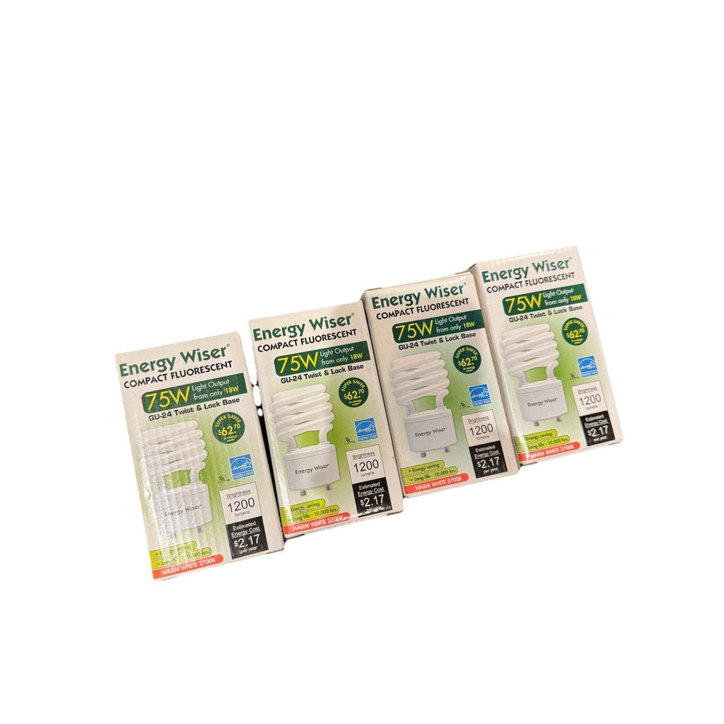 Set of 4 Energy Wiser GU24 CFL Bulb 18W (75W Eq) Warm White 2700K 1200 Lumens