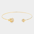 Brass Metal CZ Skull Tip Cuff Bracelet