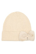 C.C Faux Fur Solid Bow Beanie Winter Hat
