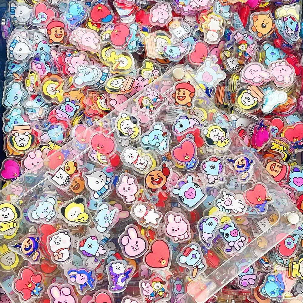 100 Pieces of 1/2cm Mini BT21 Acrylic Board DIY Decorations for Fridge Magnets Phone Case Materials Anime Cartoon Gifts and Toys