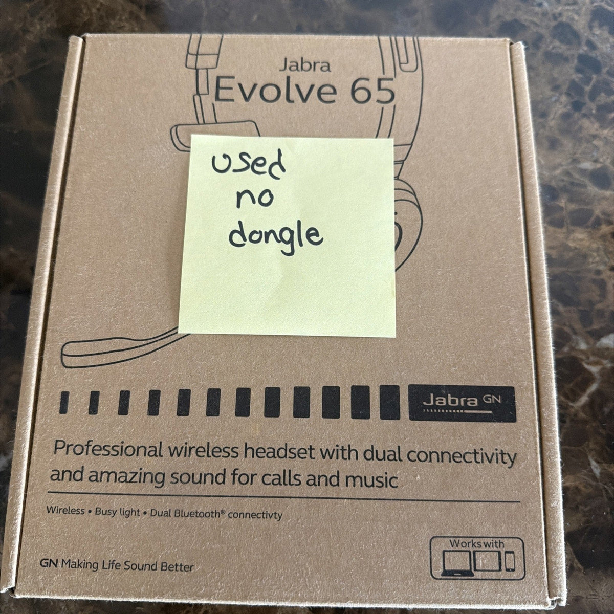 Jabra Evolve 65 SE Mono Wireless Headset with Bluetooth and Noise Cancelling Mic