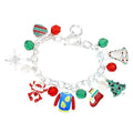 Candy Cane Christmas Tree Jingle Bell Charm Toggle Bracelet