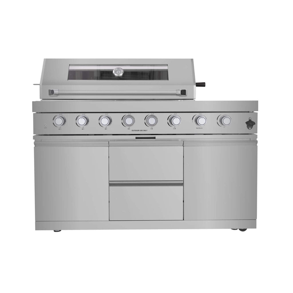 Capri 96-Inch 6-Burner 85000 BTU Outdoor Kitchen Liquid Propane Grill Island With Fridge (SAK42895)