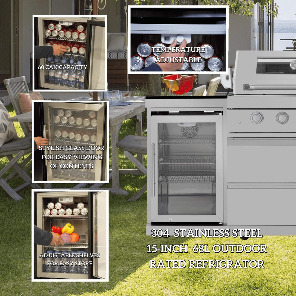Capri 96-Inch 6-Burner 85000 BTU Outdoor Kitchen Liquid Propane Grill Island With Fridge (SAK42895)