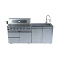 Valmont 43-Inch 6-Burner 85K BTU Outdoor BBQ Kitchen Grill Island With Granite Countertops, Rotisserie Kit, Cabinets, And Sink (SAK73518)