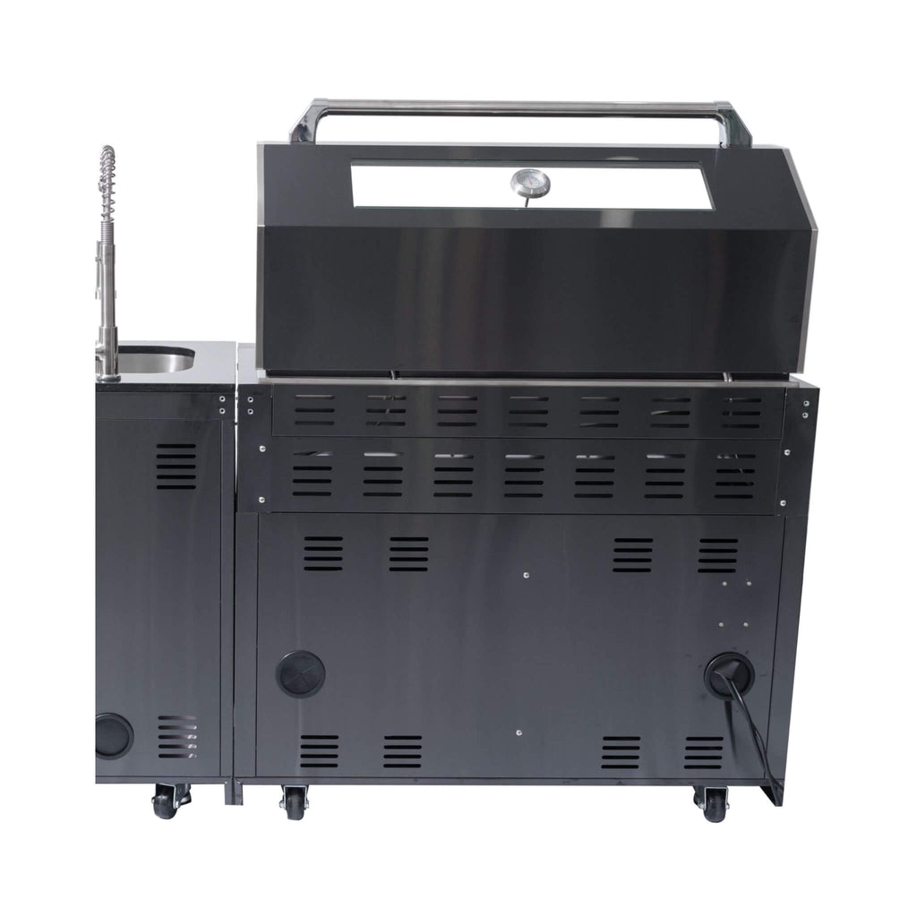 Inferno Premium Black Stainless Steel 6-Burner Liquid Propane Kitchen Grill Island With Rotisserie Kit (SAK82641)