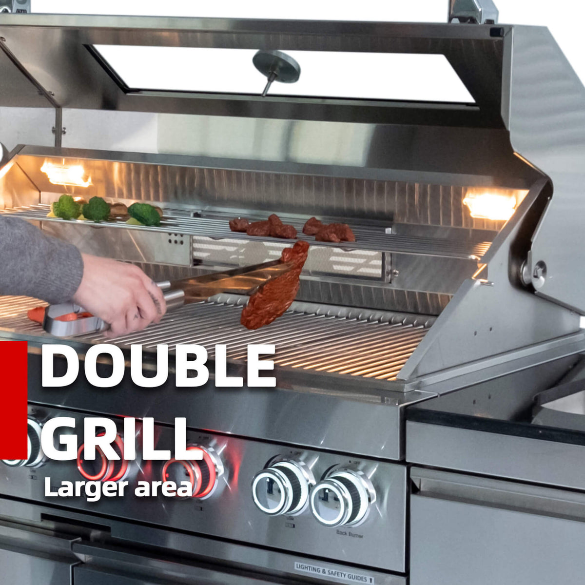 Aurelia 46-Inch 4-Burner 72K BTU Stainless Steel Outdoor BBQ Kitchen Grill Island With 46-Inch 4-Burner 85K BTU Grill, Rotisserie Kit, And Cabinets (SAK93192)