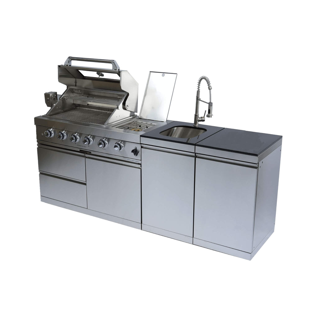 Aurelia 46-Inch 4-Burner 72K BTU Stainless Steel Outdoor BBQ Kitchen Grill Island With 46-Inch 4-Burner 85K BTU Grill, Rotisserie Kit, And Cabinets (SAK93192)