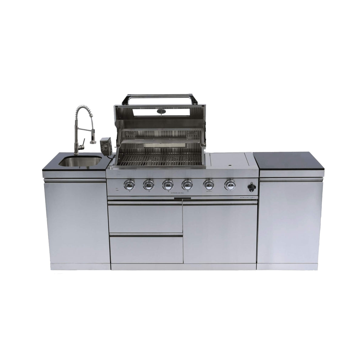 Aurelia 46-Inch 4-Burner 72K BTU Stainless Steel Outdoor BBQ Kitchen Grill Island With 46-Inch 4-Burner 85K BTU Grill, Rotisserie Kit, And Cabinets (SAK93192)