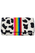 Center Rainbow Stripe Glass Beads Clutch