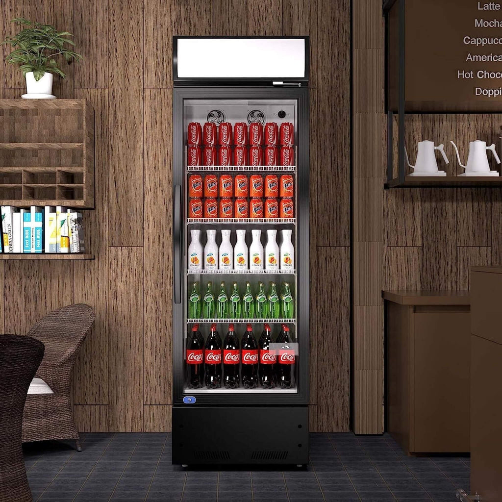 Heavy Duty Industrial Glass Door Beverage Merchandiser Refrigerator Cooler, 11 Cu.Ft (SAK04571)
