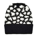 Cozy Leopard Patterned Ribbed Knit Cuff Beanie Hat