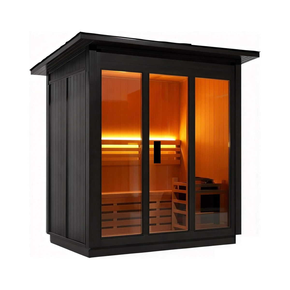 Custom 8-Person Luxury Spruce Outdoor Steam Sauna With Double-Back Bench, Heater And Stones [Made-To-Order] (SAK51642)
