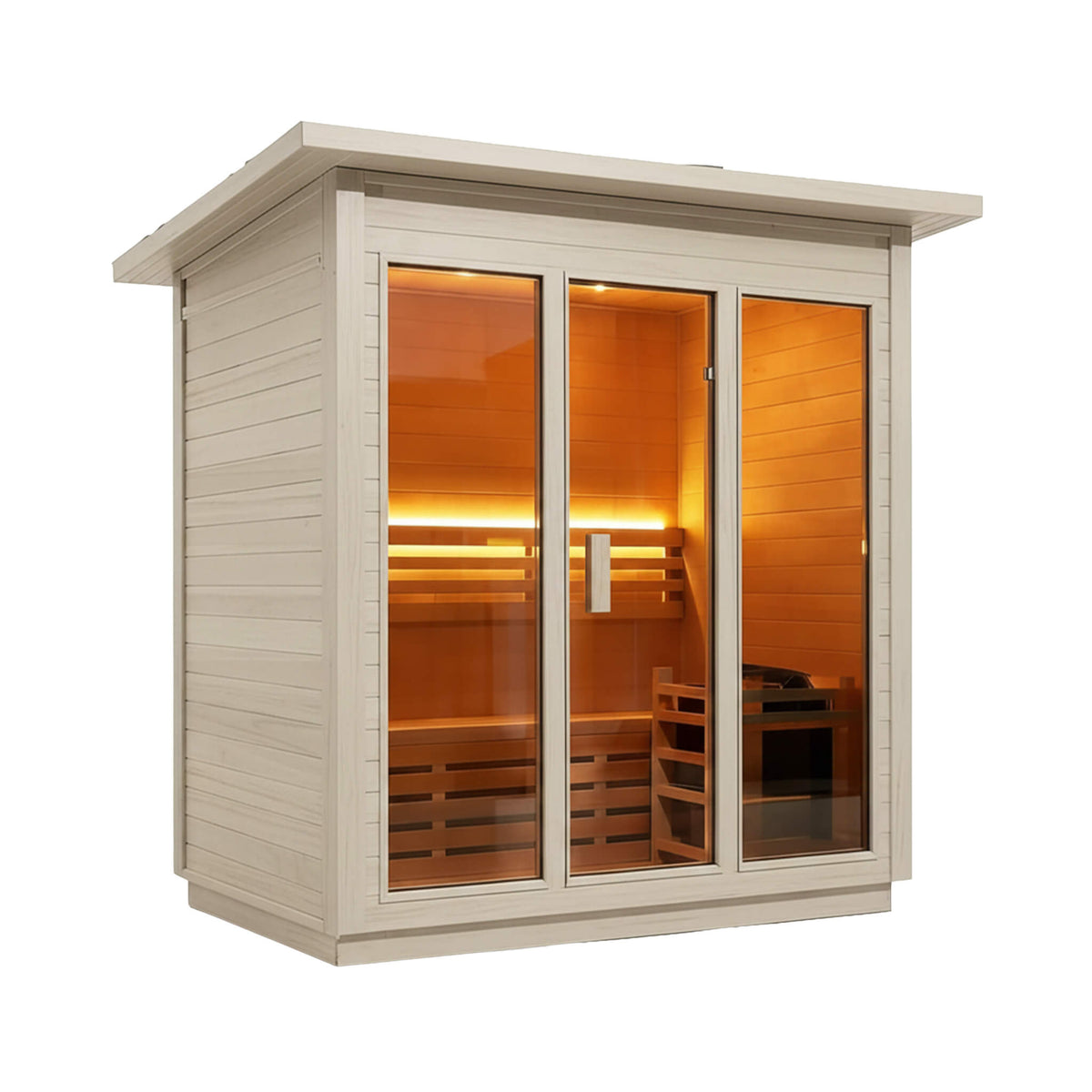 Custom 8-Person Luxury Spruce Outdoor Steam Sauna With Double-Back Bench, Heater And Stones [Made-To-Order] (SAK51642)
